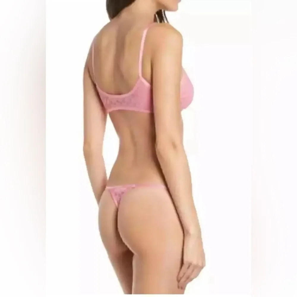 NWT FREE PEOPLE Kelly Bralette Panty Set - Lace Pink - Intimate - Size XS